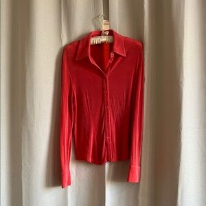 Chic Scarlet Button-Down Women's Shirt